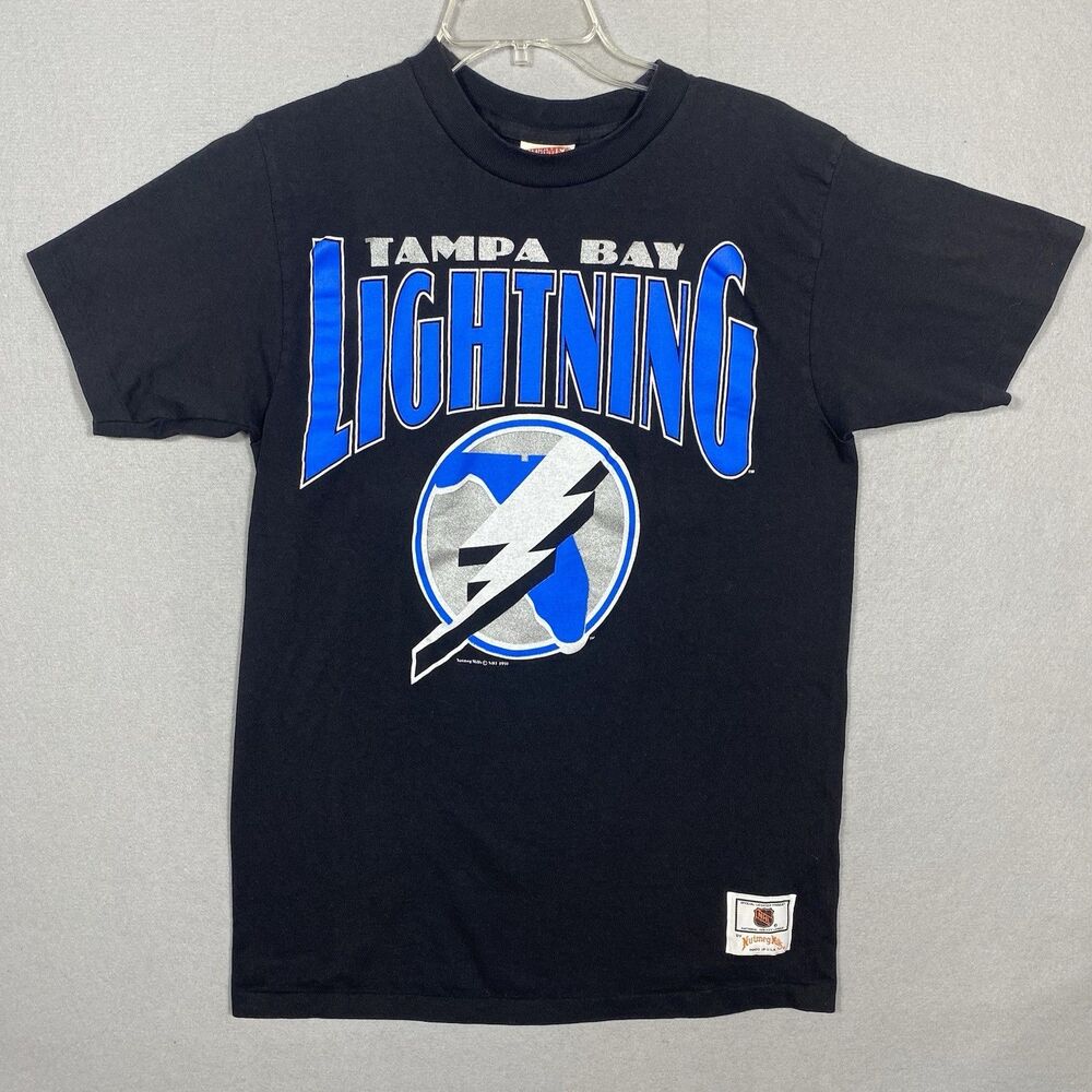 Vintage 1991 Single Stitch Tampa Bay Lightning‎ Nutmeg NHL T-Shirt Men's M Black